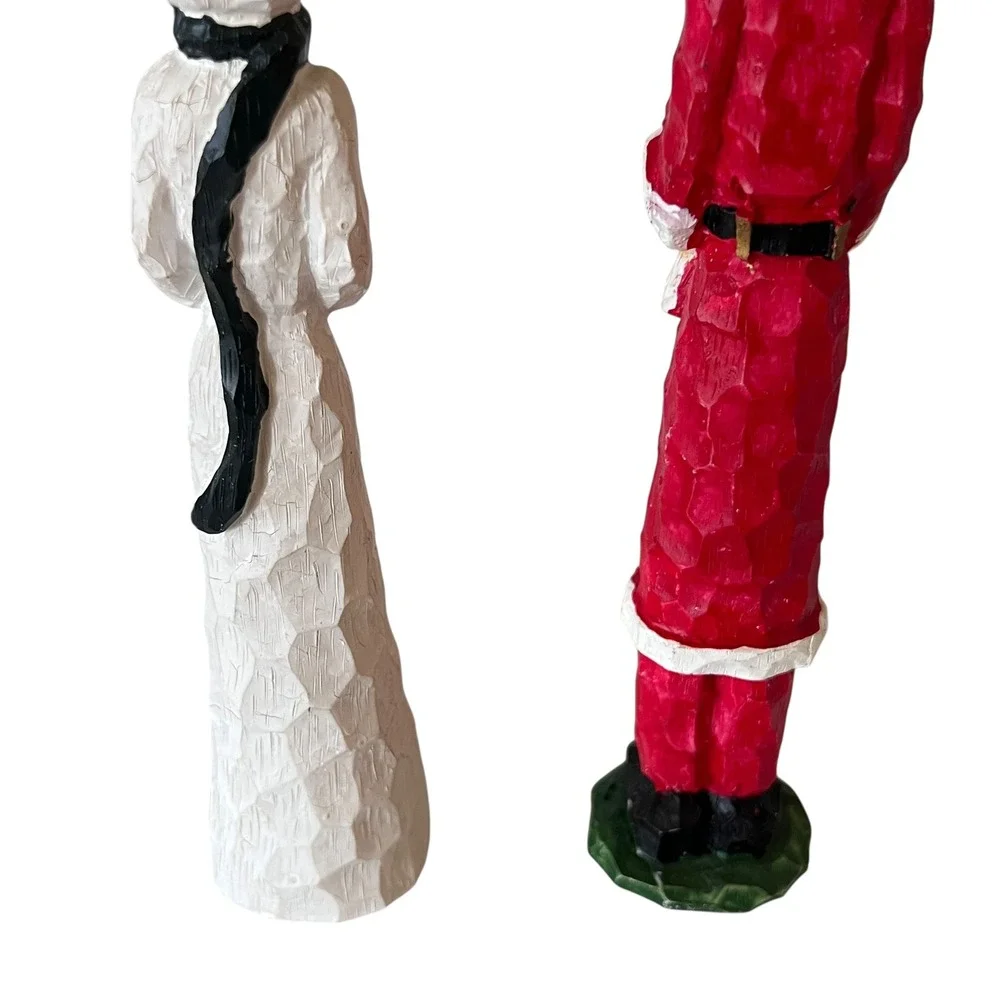 Vintage World Bazaars Christmas Figurines Resin Santa Snowman Angel Set 3‎